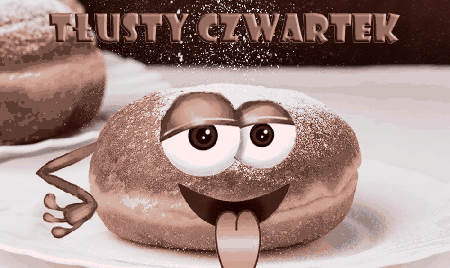 Pączek wystawiający język na tłusty czwartek